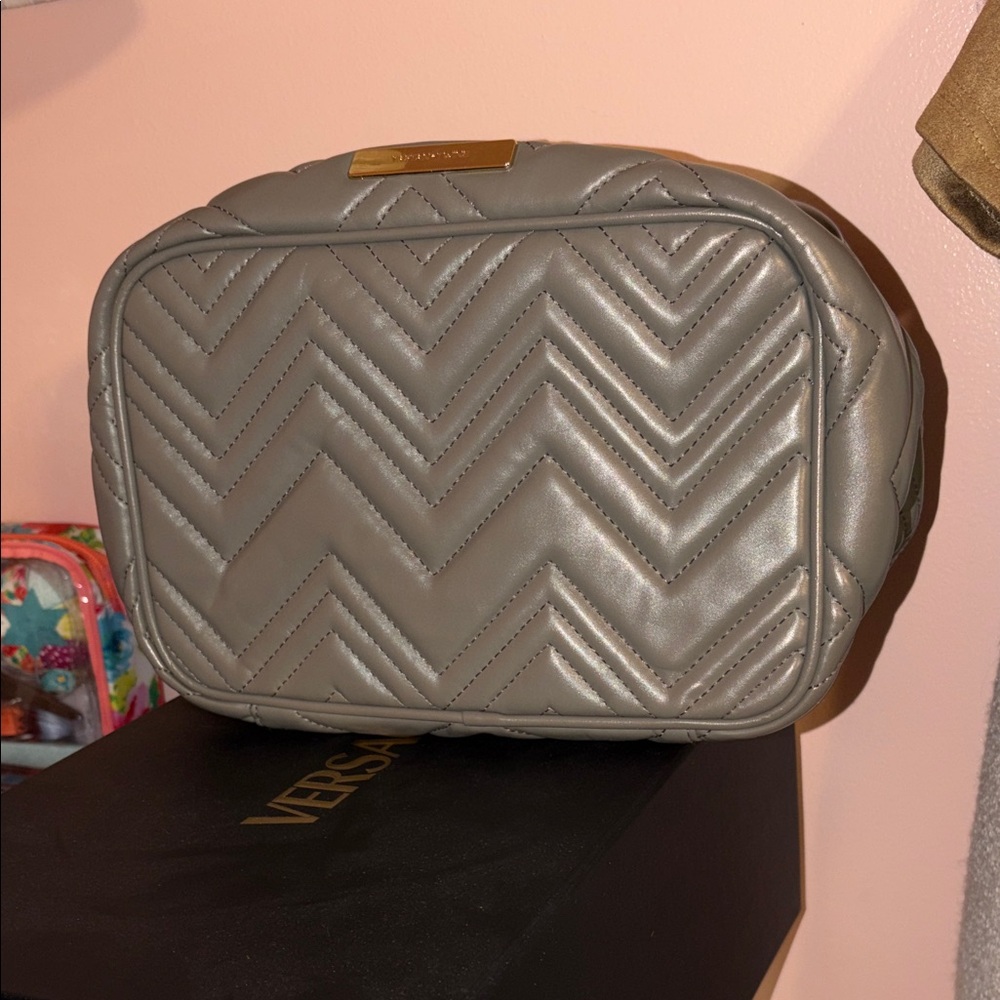 Tartan + Twine Quilted Gray Cosmetic Bag - Picture 4 of 7